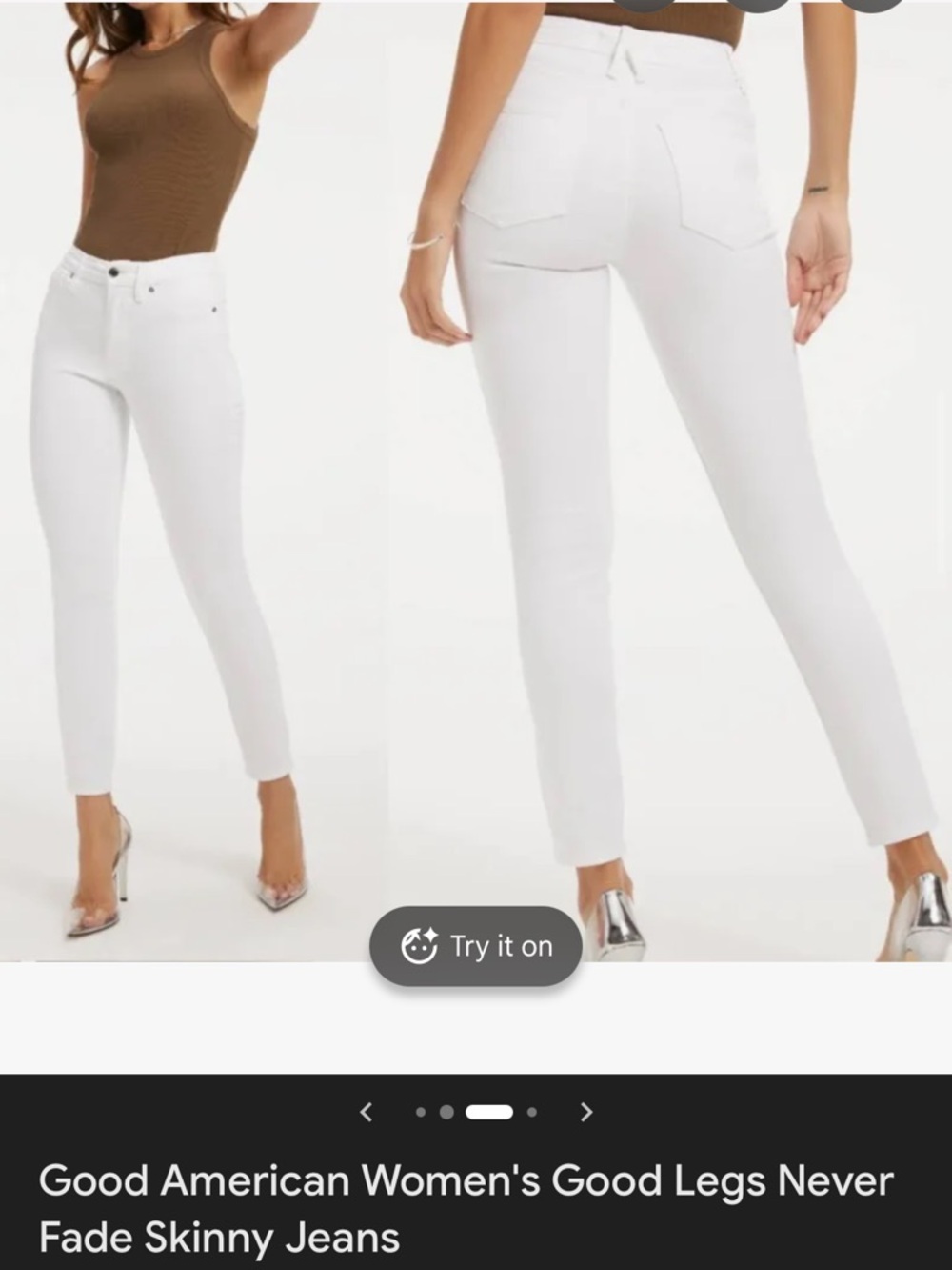 Good American White Skinny Jeans - High Rise Slim Fit